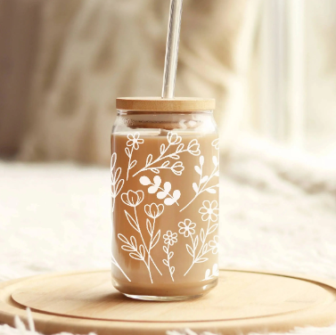 glass coffee cup with lid