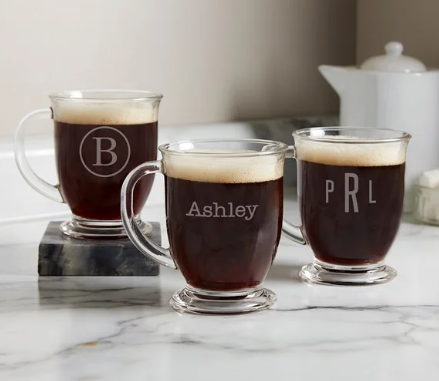 personalised glass coffee cup