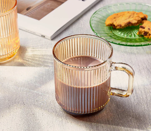ribbed glass coffee mugs