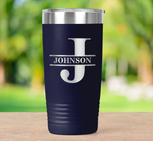 monogram travel mug