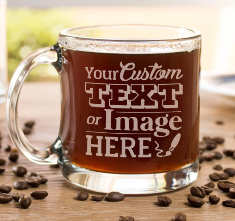 custom etched glass coffee mugs
