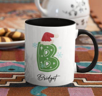 monogram christmas mugs