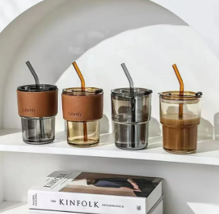 glass coffee tumbler with lid