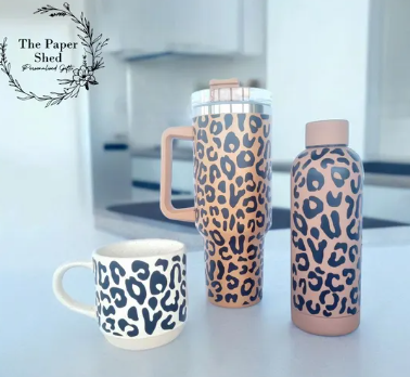 leopard print coffee travel mug