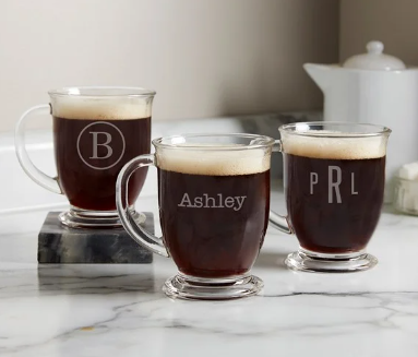 clear glass coffee mugs personalized