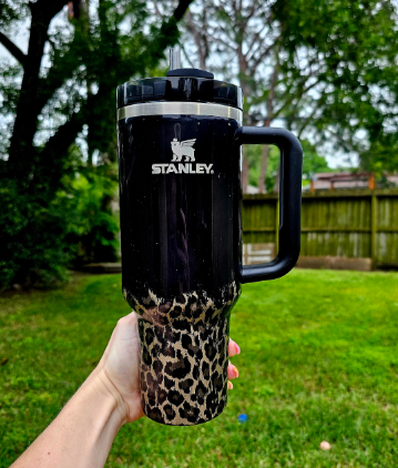 black leopard print cup
