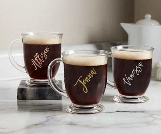 branded glass coffee mugs