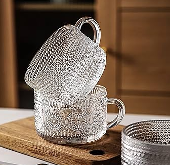 embossed glass coffee mugs