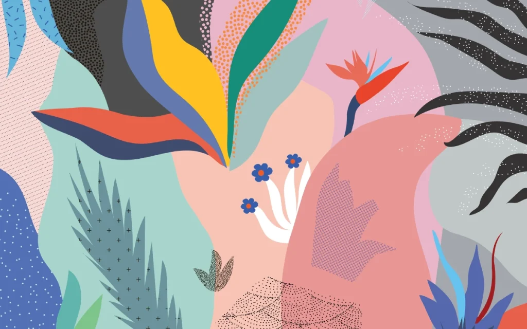 Creative color block botanical art background