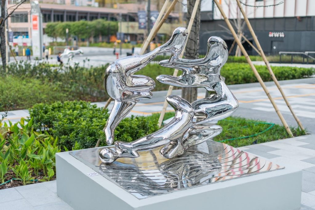 Stainless steel abstract human sculpture
