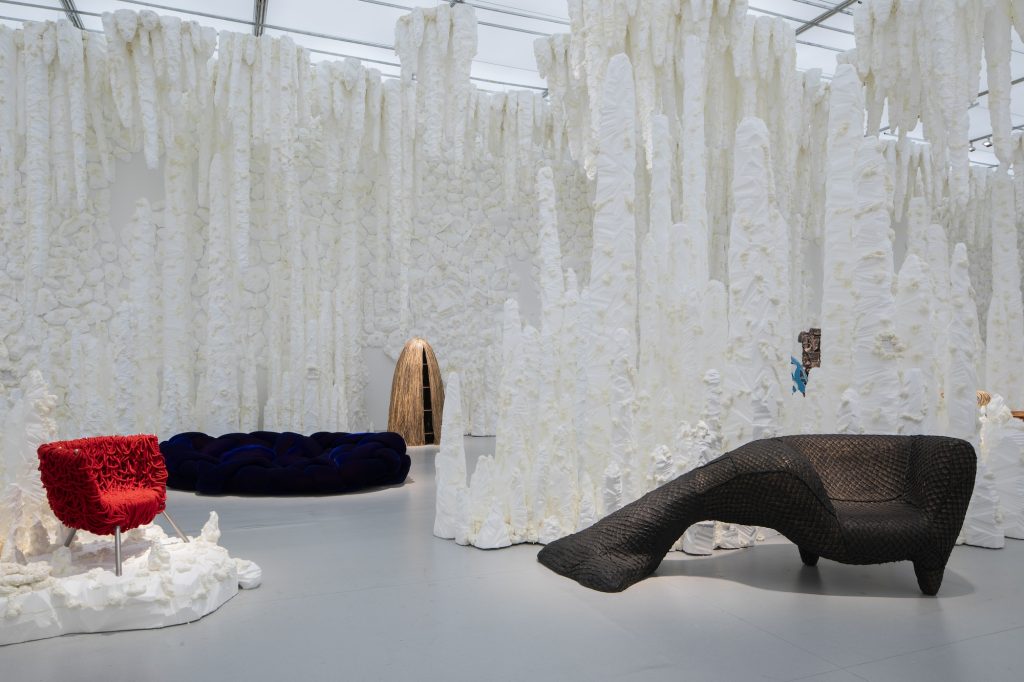 Abstract art installation in interior space